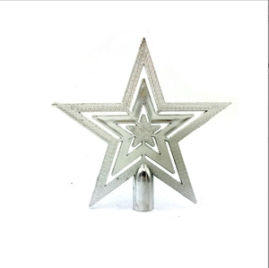 Elegant silver star tree topper with glitter and polished finish for Christmas tree decor