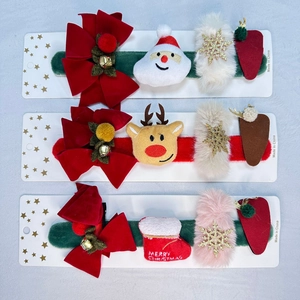 Set de barrettes de Noël avec Père Noël, renne et nœuds en velours pour enfants