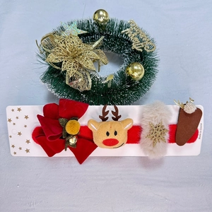 Set de bandeaux de Noël pour bébé avec bois de renne et nœuds en velours sur carte