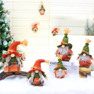Autumn Harvest Gnome Faceless Doll Decoration Handmade Sunflower Maple Leaf Plush Home Desktop Ornament Thanksgiving Gift