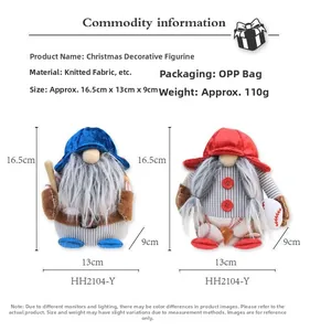 Detailed size chart for baseball themed Christmas gnome ornament in knitted fabric