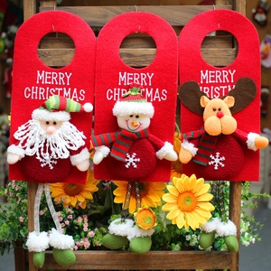 Merry Christmas Door Hanging Ornaments Felt Santa Claus Snowman Reindeer Plush Pendant For Xmas Tree Window Home Decor