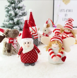 Adorable Christmas plush doll hanging ornaments featuring Santa Claus and reindeer characters