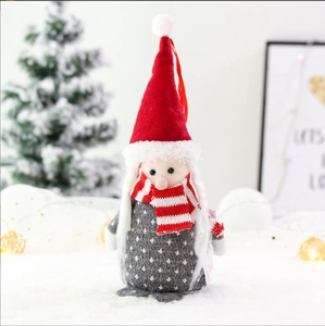 Cute red and grey faceless Santa plush gnome hanging ornament for Christmas tree decor