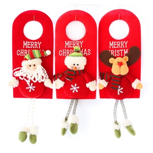 Christmas door hangers featuring Santa Snowman and Reindeer figurines for festive decor