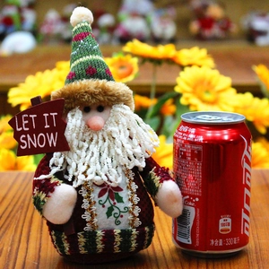 Christmas Plush Doll Santa Claus Snowman Reindeer Figurine With Let It Snow Sign Embroidered Knitted Xmas Home Table Decor Gift