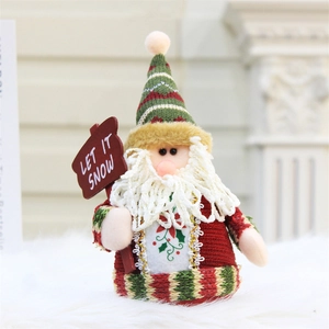 Charming 18cm Santa plush figurine with Let It Snow sign for festive home decor