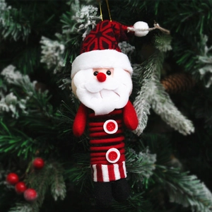 Décoration de Noël Père Noël en peluche avec ressorts suspendue au sapin
