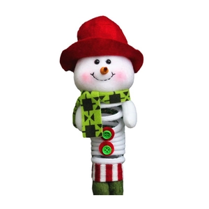 Poupée de bonhomme de neige de Noël avec bonnet rouge et écharpe sur ressort flexible
