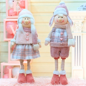 Mignonnes poupées de Noël télescopiques roses et blanches avec boutons en forme de cœur