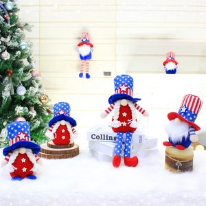 Patriotic USA Independence Day gnomes figurines with star and stripe patterns