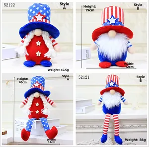 Detailed size specifications for red, white and blue Independence Day faceless gnomes
