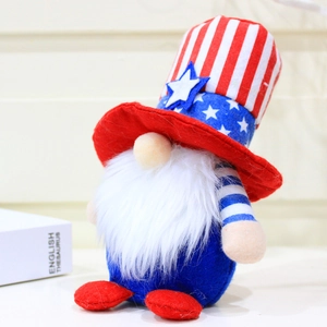 Patriotic 4th of July faceless gnome plush with American flag star and stripe hat