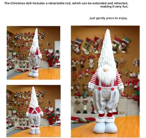 Detailed view of Christmas gnome doll with adjustable telescopic legs and knitted hat