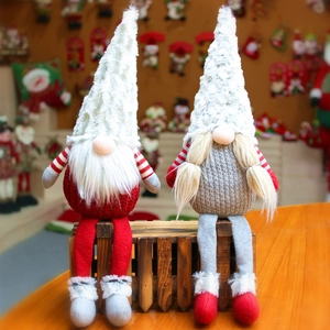 Christmas faceless gnome doll set with long legs and knitted hats for festive decor