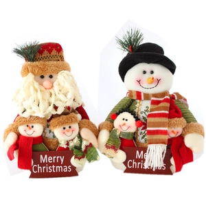 Poupées de Noël Père Noël et Bonhomme de neige en peluche avec signes de fête