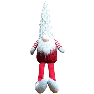 Christmas faceless gnome doll with white plush hat and long red legs for holiday decoration