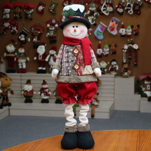 Poupée bonhomme de neige Noël 76cm debout avec haut-de-forme noir et écharpe rouge