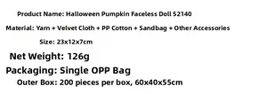 Detail specifications of Halloween pumpkin gnome doll with yarn and flannel material details