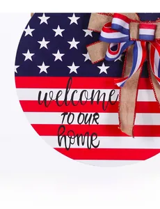 Détail de la plaque de porte 30cm fête nationale USA avec étoiles, rayures et décoration