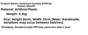 Produktdaten für amerikanischen künstlichen Kranz mit 60 cm Höhe und 35 cm Breite