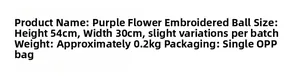 Size specifications for purple tulip wreath showing dimensions of 54cm height and 30cm width