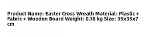 Detailed dimensions and material specs for Easter cross wreath with ribbon bow