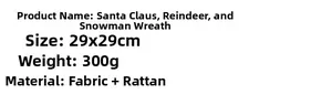 Detailed chart showing 29x29cm Christmas wreath specifications with Santa and elk motifs