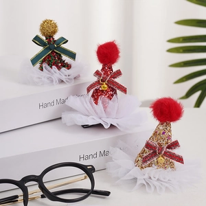 Trois pinces à cheveux de Noël festives avec paillettes, dentelle et cloches pour femmes