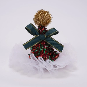 Pince à cheveux sapin de Noël avec paillettes nœud en ruban et tulle blanc doux