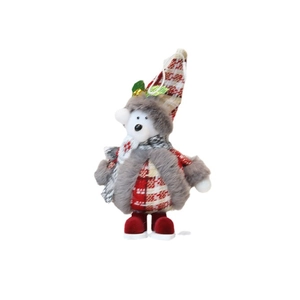 Plush Christmas bear ornament with red plaid hat and boots for holiday tree decoration