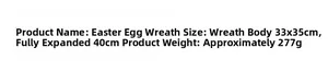 Detailed size specifications for the 40cm Easter egg wreath with weight and dimensions