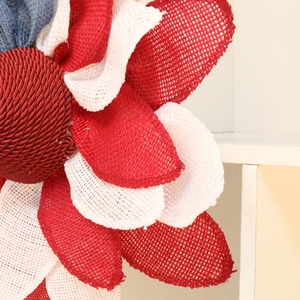40cm Patriotic Independence Day burlap wreath with red white and blue stars and stripes