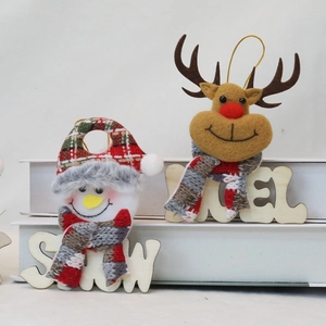 Christmas snowman and reindeer plush hanging ornaments for festive holiday tree decoration