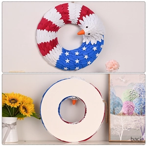 Detailed front and back view of a patriotic American eagle wreath for wall and door hanging