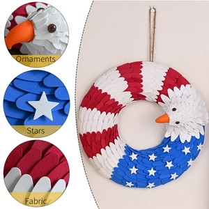 Patriotic eagle wreath with red white blue fabric stars for American Independence Day decor