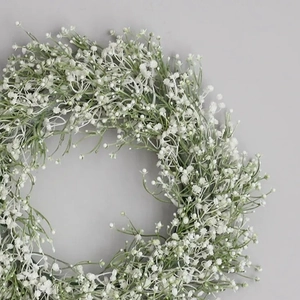 40cm White artificial baby's breath wreath with dense small flowers for home decor