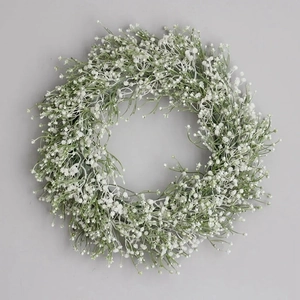 Artificial White Baby's Breath Wreath Rural Style Plastic Handmade Flower Garland Home Wedding Party Wall Door Decor