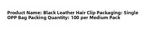 Detailed specification of Halloween black leather bat hair clips with single OPP bag packing