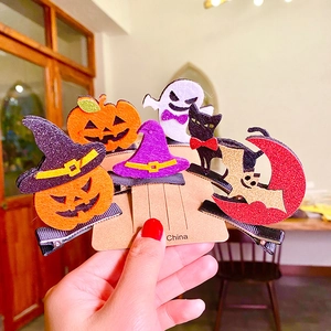Halloween Felt Hair Clips Ghost Pumpkin Bat Witch Hat Cat Hairpins For Party Costume Decoration Accessories Multicolor