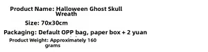 Spezifikationen für Halloween Geist Skelett Kranz misst 70x30cm und wiegt 160g