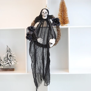 Kunststoff Halloween Geist Skelett Kranz Dekoration Gruselig Hängender Skelett Geist Für Spukhaus Party Gotisch Ornament