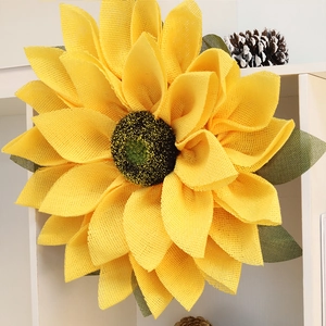 40cm handmade sunflower burlap mesh wreath for creative home wall and door decoration