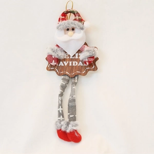 Charming 29cm long-legged Santa ornament with Feliz Navidad sign and red boots decoration