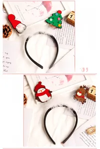 Détail de serre-têtes de Noël festifs avec décorations de Père Noël et renne en peluche