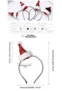 Detailed size chart of Christmas sequin headband showing 23cm by 14cm dimensions