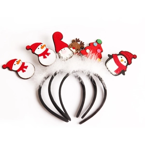 Lot de serre-têtes de Noël avec bonhomme de neige, renne et sapin à plumes blanches