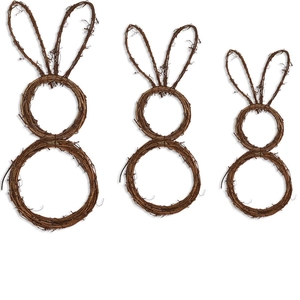 Easter Woven Vine Rabbit Wreath Natural Rattan Bunny Garland For Front Door Wall Hanging DIY Rustic Country Home Decor