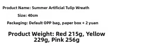 Size and weight details for the 40cm artificial tulip wreath decoration for home