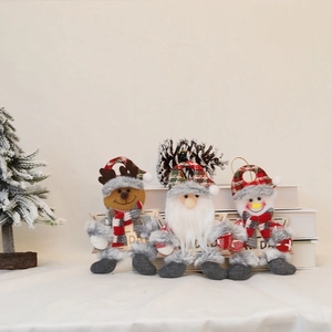 Non-woven Christmas Tree Hanging Ornaments Plaid Santa Snowman Elk Bear Doll Festive Holiday Home Decoration Pendant